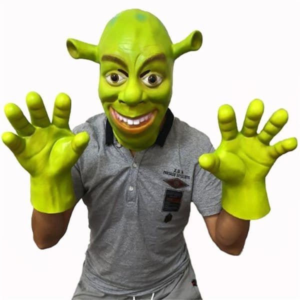 2026 Party Masks Adult Funny Green Shrek Mask Gloves Claws Movie Anime Cosplay Masquerade Prop Fancy Dress Halloween Full Face Free Shipping