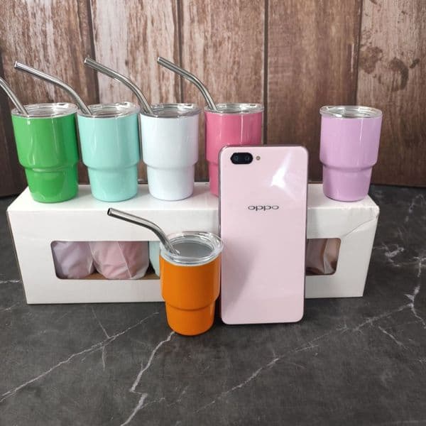 Newest 2oz Car Mugs 3oz Mini SHOT GLASS Stainless Steel Cup Double Walled With Straw And Lid JY04