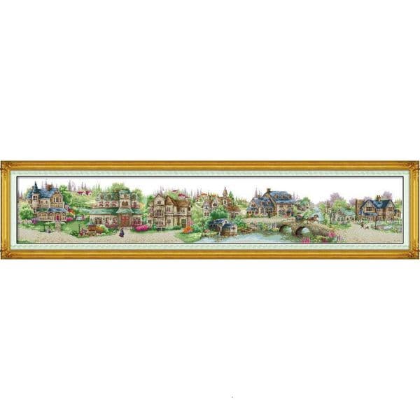 Craft Tools European Town Stamped Cross Stitch Kits Counted Patterns 11CT 14CT Printed Canvas Embroidery Needlework Handmade Decoration Sets 230721