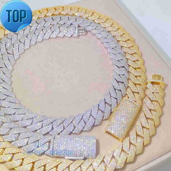 Pendant Necklaces Hot Selling 925 Sterling Silver Hip Hop Jewelry Pass Diamond Tester 15mm 18mm 20mm Miami Moissanite Cuban Link Chain