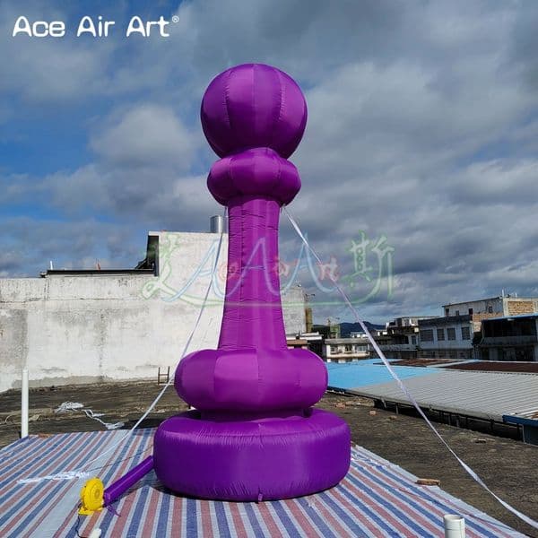 New Arrival 5mH Purple Inflatable Chess with Led Lights for Advertising and Decoration
