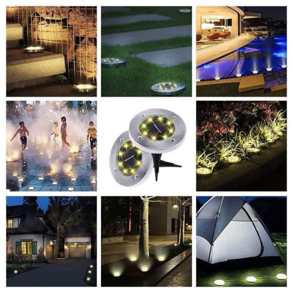 4/8/16 LED Solar Powered Ip65 Waterproof Light For Home Yard Driveway Lawn Road Ground Deck Garden Pathway Floor Mounted Lawn Lamp Outdoor Underground Solar Panel Lamp
