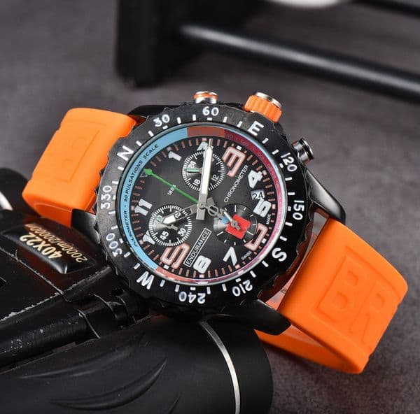 Bre Wrist Watches for Men 2026 Mens Watches Six needles All Dial Work Quartz Watch High Quality Top Luxury Brand Chronograph Clock Rubber Belt Fashion ENDURANCE
