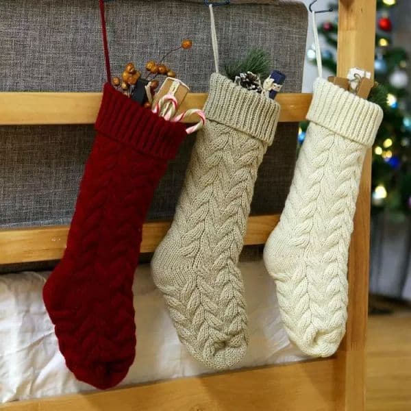 UPS Personalized High Quality Knit Christmas Stocking Gift Bags Knit Christmas Decorations Xmas stocking Large Decorative Socks 7.26