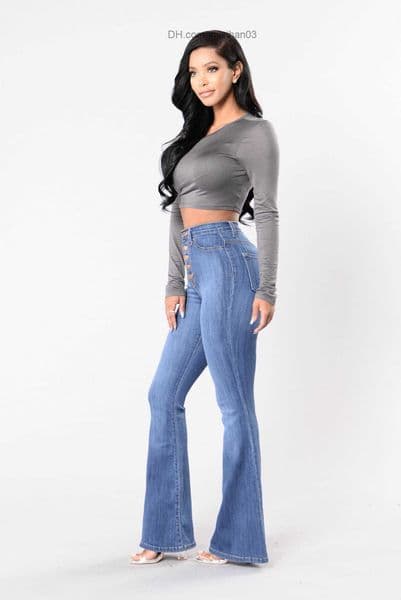 Women's Jeans Women's Spring Summer Multi button Women's Sexy Push-up Jeans TrousersHigh Waist Flare Jeans Women's Tight Bell Bottom Jeans Z230728
