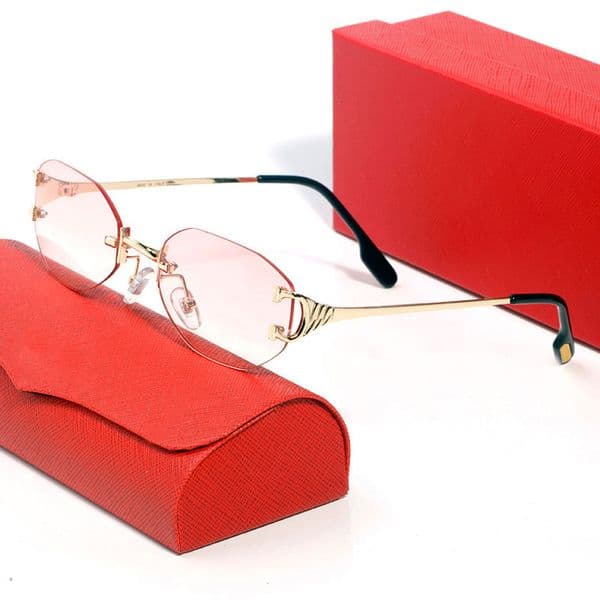 Pink Designer Sunglasses for Women Oversized Hexagon Classic Retro Sunglasses Mens Fashion Eyewear Panther Small Frame Frameless Polarized Sunglass Eyeglasses