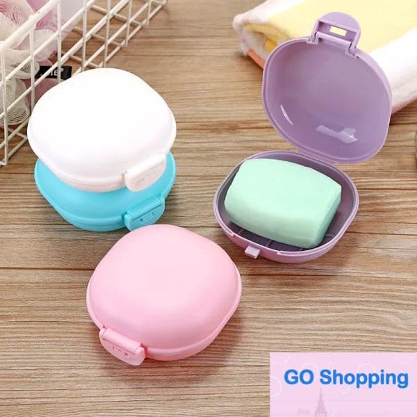 Classic Plastic Travel Soap Box with Lid Portable Bathroom Macaroon Soaps Dish Boxes Holder Case 5 Colors