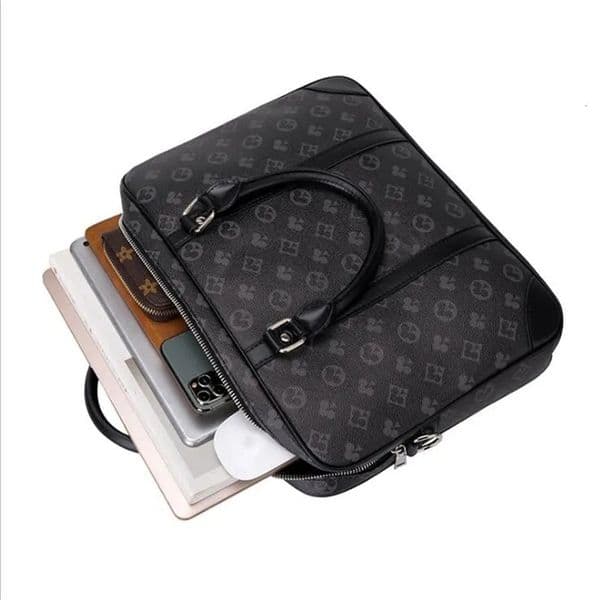 Top quality Designer Men Shoulder Briefcase Black Brown Leather Handbag Luxury Business Man Laptop Bag Messenger Bags 3 Color with dust bag