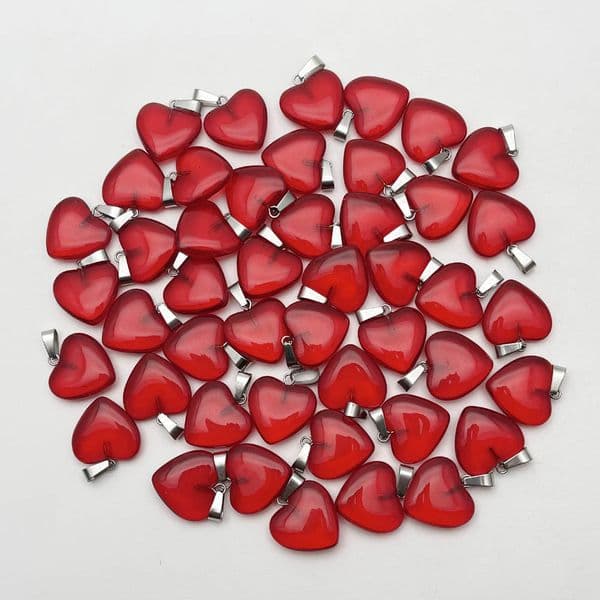 Charms fashion 20mm red glass heart pendants Necklace for jewelry making 50Pcslot high quality charms trendy accessories wholesale 230729