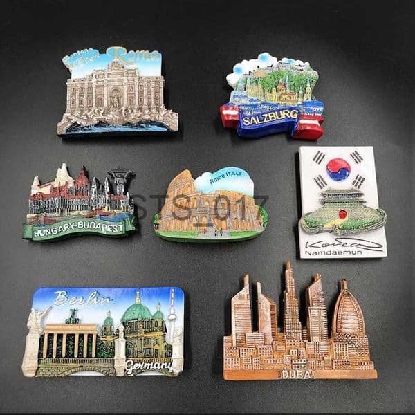 Fridge Magnets Germany Dubai Italy South Korea refrigerator paste resin magnetic creative 3d World tourism souvenirs export Berlin ing pool x0731