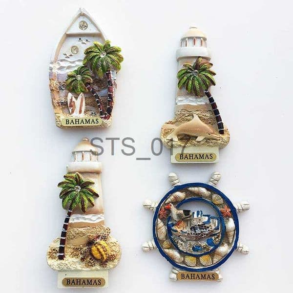 Fridge Magnets Bahamas Fridge Magnets Lighthouse Boat Rudder Coconut Palm Turtle Magnets for Refrigerators Collection Decorative Arts Crafts x0731