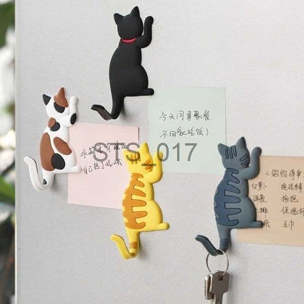 Fridge Magnets New Fashion Cute Creative Multifunction Cat Wall Mount Hook Refrigerator Sticker Fridge Magnet Decor Hanger Holder Hook x0731