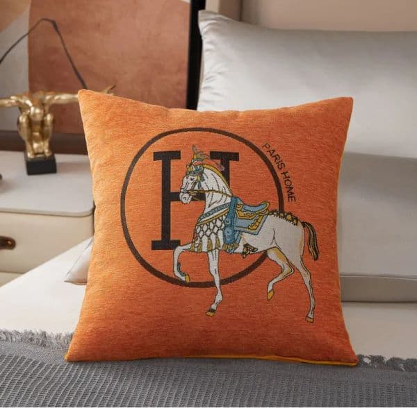 2026 Luxury H Pillow Home Living Room Sofa Case Embroidered Horse Cushion Cover Square Throw Pillowcase Free Shipping