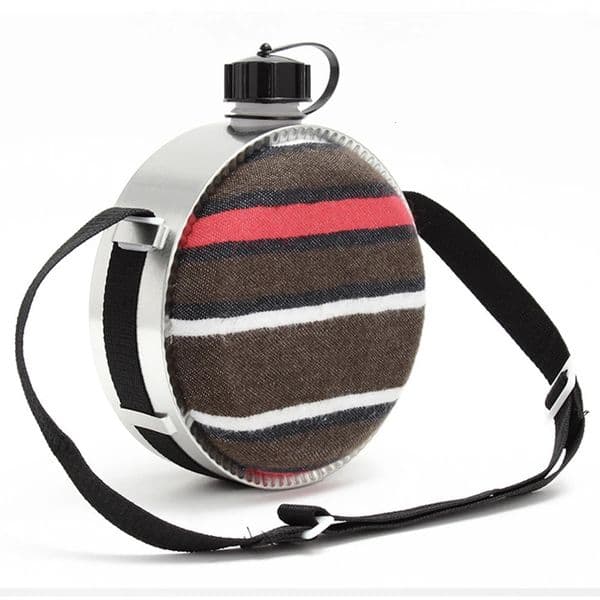 Water Bottles 2L Travel Heat Insulation Adjustable Strap Portable Canteen Camping Large Capacity Striped Bottle Hiking Felt Outdoor 231101