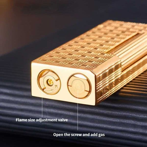 Lighters Derui Narrow Version Retro Inflatable Grinding Wheel Lighter Side Sliding Ignition Oblique Fire Pipe Men s Gift W