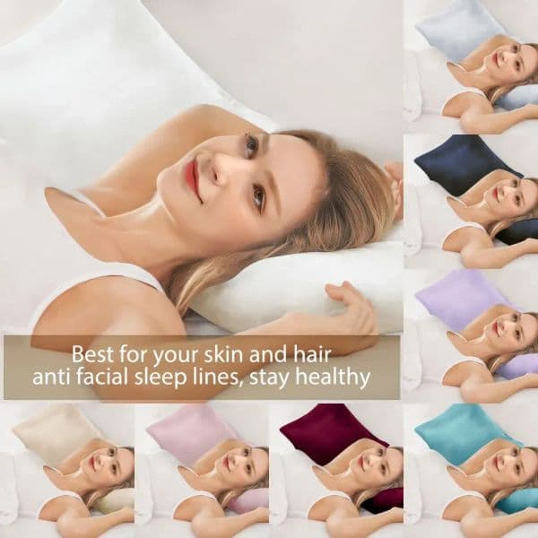 24H Ship Queen/KING Silk Satin Pillow Case Bedding Pillowcase Smooth Home White Black Grey Khaki Pink Sliver HK0001
