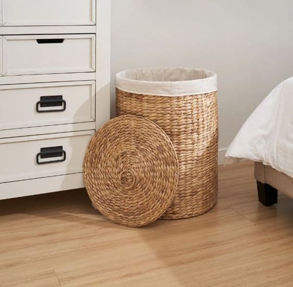 Water Hyacinth Woven Basket, Hamper Laundry Basket, Storage Basket, Wicker Basket, Handmade Handcrafted by Vietnamese Manufacturer