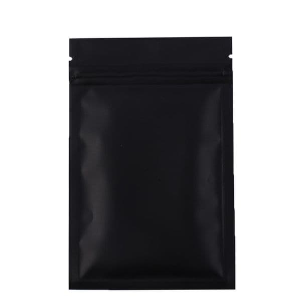 High quality 100 X Metallic Mylar ziplock bags flat bottom Black Aluminum foil small zip lock plastic bags