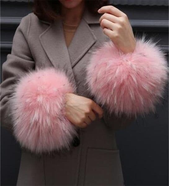 Autumn and winter women039s Large cuff oversleeps hand ring fur wrist support faux oversleeps hand ring fur arm warmer 201021