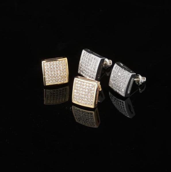 Luxury Designer Men Stud Earrings Hip Hop Fashion Man Earring Women Ear Ring Mens Diamond Earings Zircon Earing Bling Rapper Squar