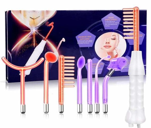 7 In 1 High Frequency Electrode Glass Tube Violet Purple Light Wand Skin Care Spot Remover Spa Beauty Machine 220209