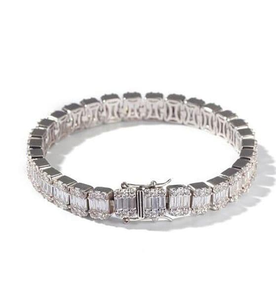 Hiphop Silver Square Diamond Bracelet Tenns Bracelet 7inch 8quotinch 86mm Simulate Dimonds Bangles Braceles