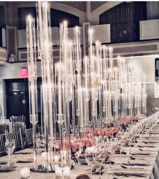 5 pcs Acrylic crystal candelabra wedding centerpieces clear candle holder wedding ceremony event party decoration