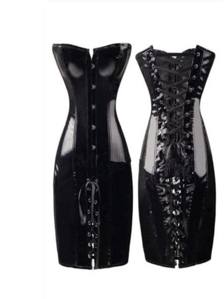 HIGH Special Long Waist Corsets Bustiers Gothic Clothing Black Faux Leather Dress Spiked Waists Shaper Corset S6XL CZ152