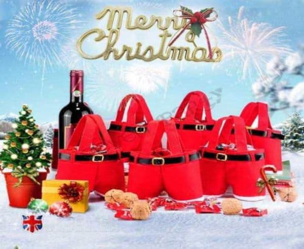 Santa Christmas Candy Bag Elf Elk Pants Treat Pocket Home Party Gift Decor Xmas Gift Holders Festival Accessories