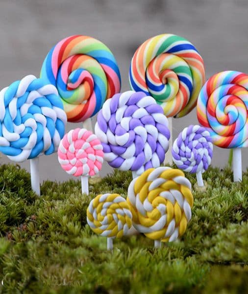 12pcs Rainbow Lollipop wedding home decor miniatures gnome terrarium figurines fairy garden ornaments dollhouse DIY