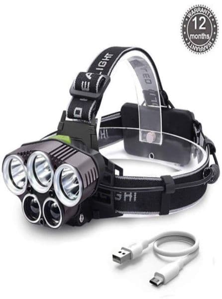 Super Bright 5000LM 5x XML T6 LED Rechargeable USB Headlamp Head Light Zoomable Waterproof 6 Modes Torch for Fishing Camping Hunt