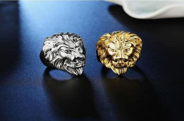 Whole Gold Silver color Lion 039s Head Men Hip Hop Rings Fashion Punk Animal Shape Ring Male Hiphop Jewelry Gifts