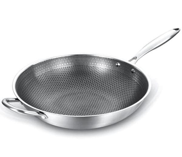 Coated Nonstick Wok304 Stainless Steel Wok Pan Fry Handle Cooking Potskitchen Cookware Pans