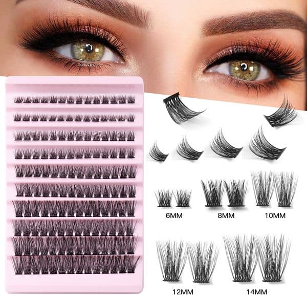 Handmade Reusable Grafted Eyelashes 140 Clusters 8-16mm Natural Thick Segmented Lashes Soft Light Curled Crisscross Individual Eyelashes Extensions