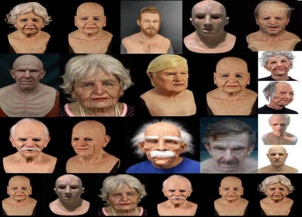 Party Masks Kuulee Cosplay Bald Old Man Wrinkle Face Mask Halloween Carnival Props