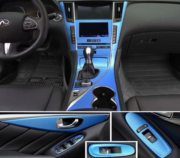 For Infiniti Q50 Q60 20142019 Interior Central Control Panel Door Handle 3D 5D Carbon Fiber Stickers Decals Car styling Accessori