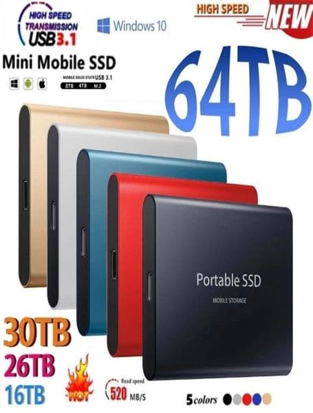 Hard Drives Portable SSD TypeC USB 31 4TB 6TB 16TB 30TB Drive 2TB External M2 for Laptop Desktop Flash Memory Disk 221105