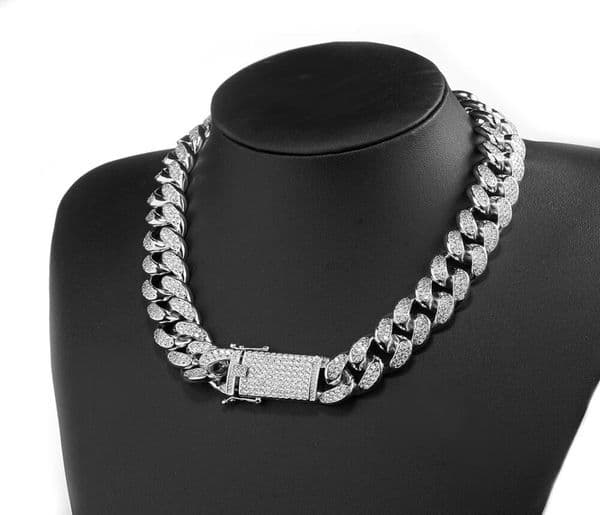 20mm 1630Inches Iced Out Full Bling CZ Triple Lock Hip hop Cuban Link Chain Necklace for Men Women