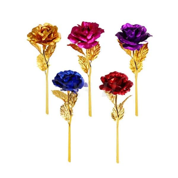 Fashion 24k Gold Foil Plated Rose Creative Gifts Lasts Forever Rose for Lover's Wedding Christmas Valentine's day present Home Decoration flower