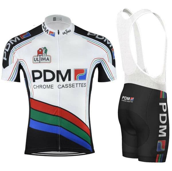 1988 PDM Ultima Chrome Cassettes Short sleeve Cycling jersey 19D Pad pants suit men039s summer MTB pro BICYCLING shirts Maillot