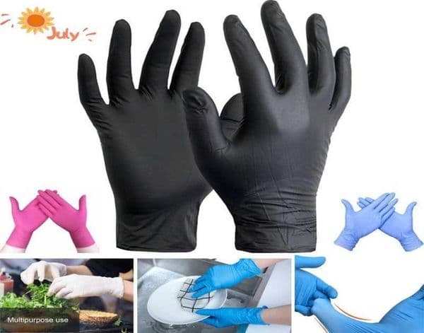 With Box Nitrile Black 100pcslot Food Grade Disposable Work Safety for Cleaning Nitril Gloves Powder S M L 201
