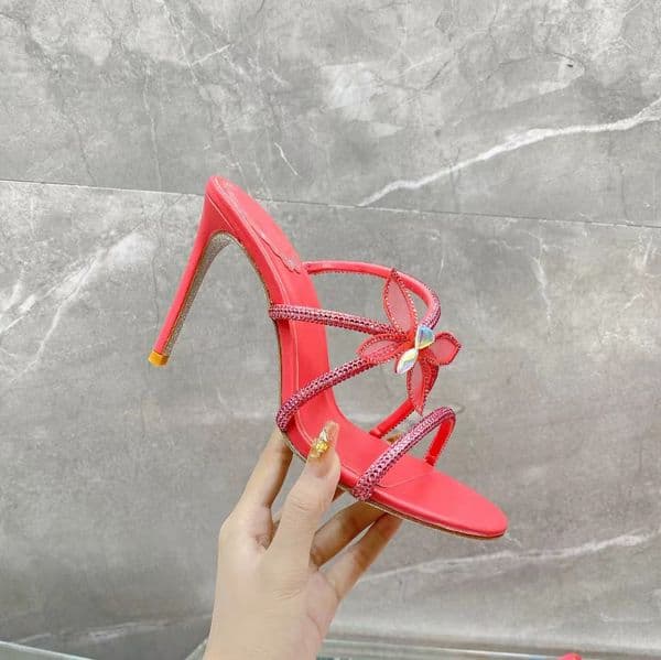 Fashion Slippers Designer High Heel Sandals Women New Banquet Shoe 9.5CM Rhinestone Flower Decoration Open Toe Quality Factory Shoes