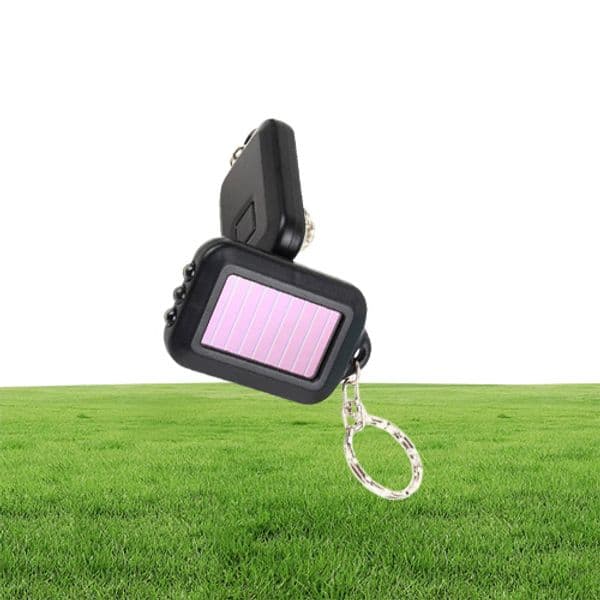 10PiecesLot Upgrade Solar Power mini flashlight Keychain with 3 LED Light solar lamp for Hiking travel camping outdoor lighting