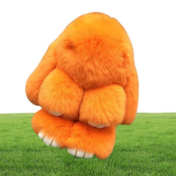Cute Pluff Bunny Keychain Rex Genuine Rabbit FUR key Chains For Women Bag Toys Doll y Lovely Pompom Keyring Car Key