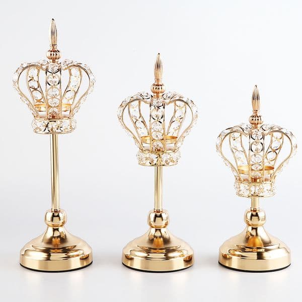 Home Decor Crown Crystal Candle Holders for wedding party decorations