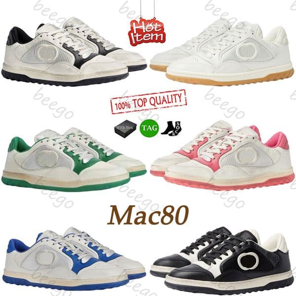 With box Retro Mac80 Casual Shoes Make Old Dirty White Round Toe Embroidered Women Low Top Flat Sneakers Size 35-45