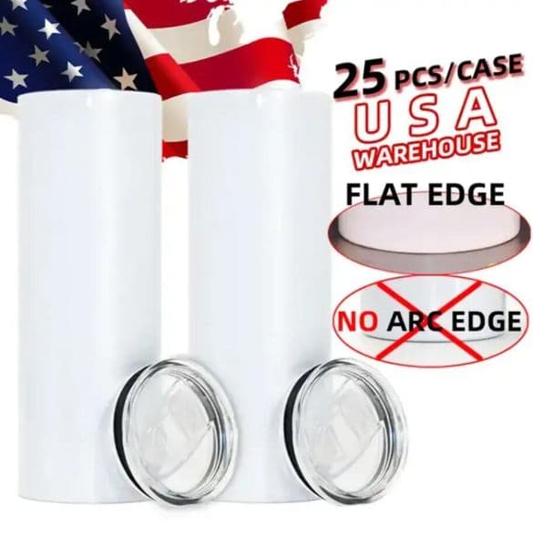 USA CA warehouse tumble rWhite blank sublimation 20 oz 25pcs/carton straight stainless steel insulated with straw Mug GG1108