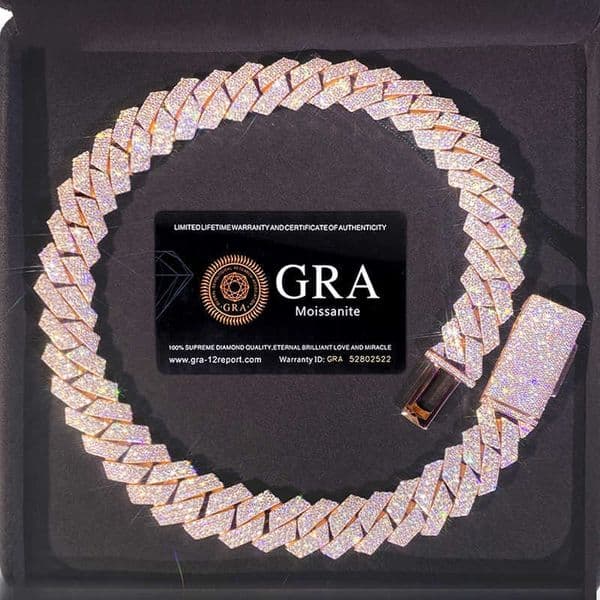 Bracelet Designer Jewelry Cuban Link High Quality 3 Rows VVS Moissanite Diamond Chain White Rose Gold Plated Hip-hop Chains for Men Necklace thumbnail 2