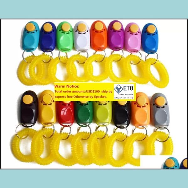 Dog Training Obedience Supplies Pet Home Garden Gardendog Button Clicker Sound Trainer With Wrist Band Aid Guide Click Tool Dogs 11 Colors