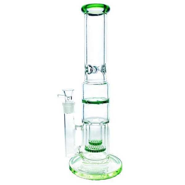 2025 New New Large Straight Tube Double Honeycomb Turbine Bong Glass 18Mm Joint Free Shipping Shipping